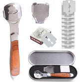 Dr Foot Pedicure Callus Remover | For Corn Shaver, Hard Dead Skin, Heel Skin Calluses Remover | Wooden Handle with 10 Blades